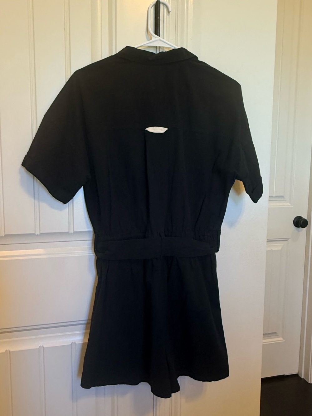 Zenana Black Short Sleeve Button Romper - Picture 5 of 7